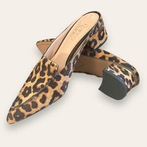 Animal Print Cheetah Block-Heel Pointed-Toe Mules Franco Sarto size US 5.5